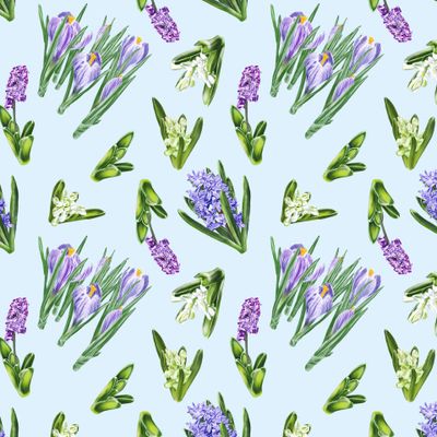 весенние цветы на голубом фоне