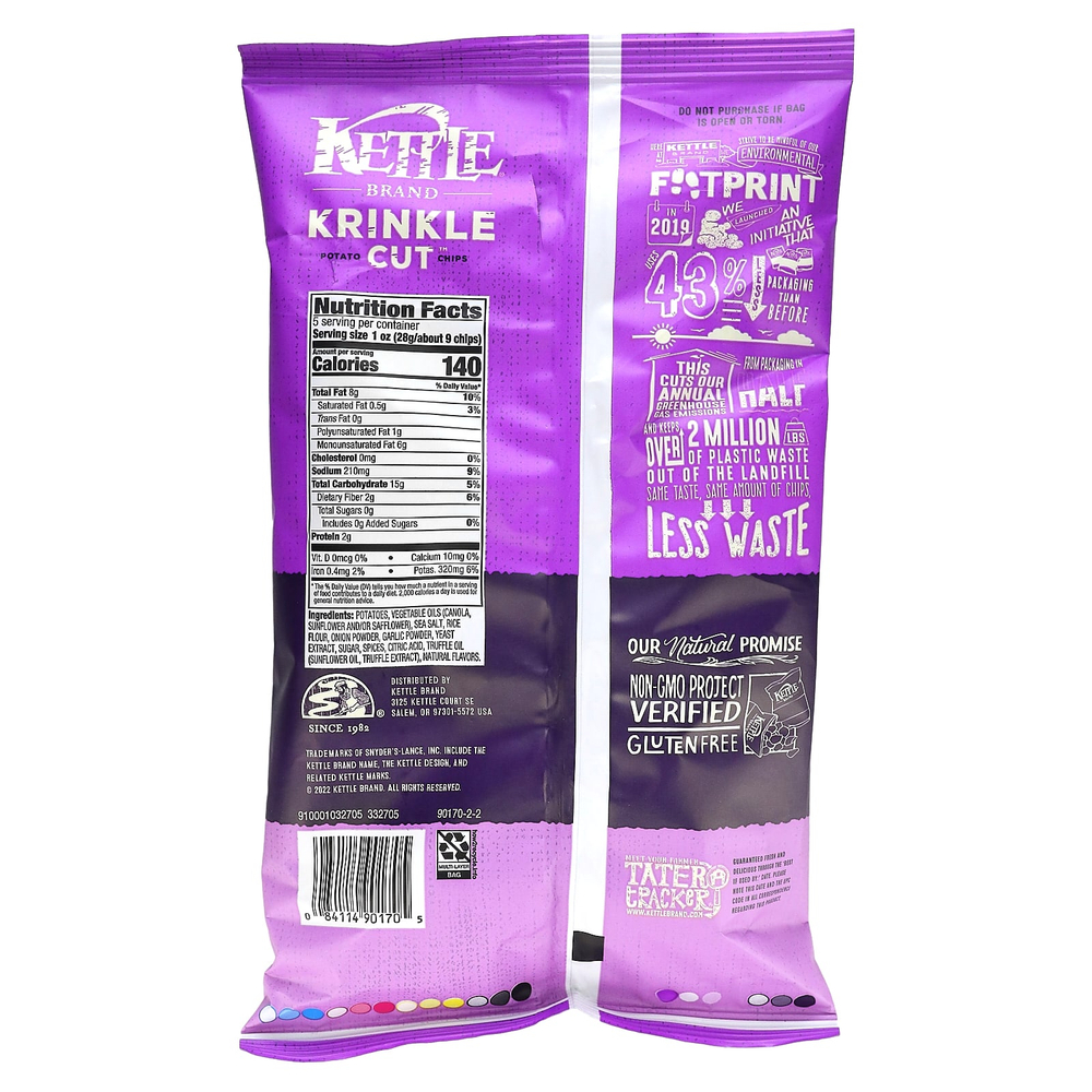 Kettle Foods, Krinkle Cut, картофельные чипсы, трюфельное масло и морская соль, 141 г (5 унций)