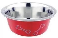 Homepet Color миска для домашних животных металлическая красная Косточки 0,25 л