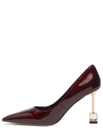 Женские кожаные бордовые туфли с авторским квадратным каблуком