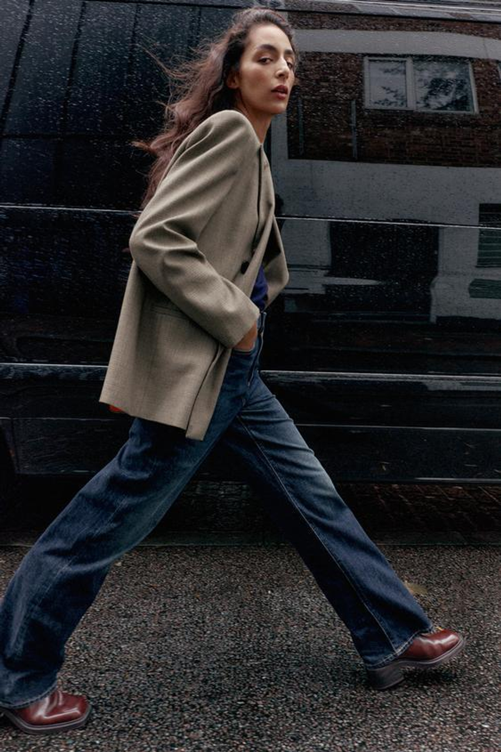 ZARA ДЖИНСЫ Z.04 STRAIGHT FULL LENGTH С ВЫСОКОЙ ПОСАДКОЙ, СИНИЙ