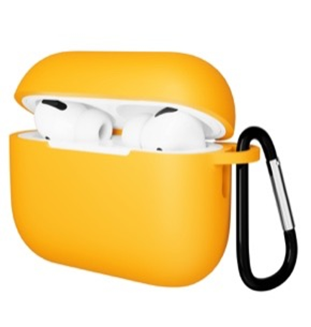 Чехол Gurdini с карабином, покрытие софт-тач для Airpods Pro 3 (Оранжевый)