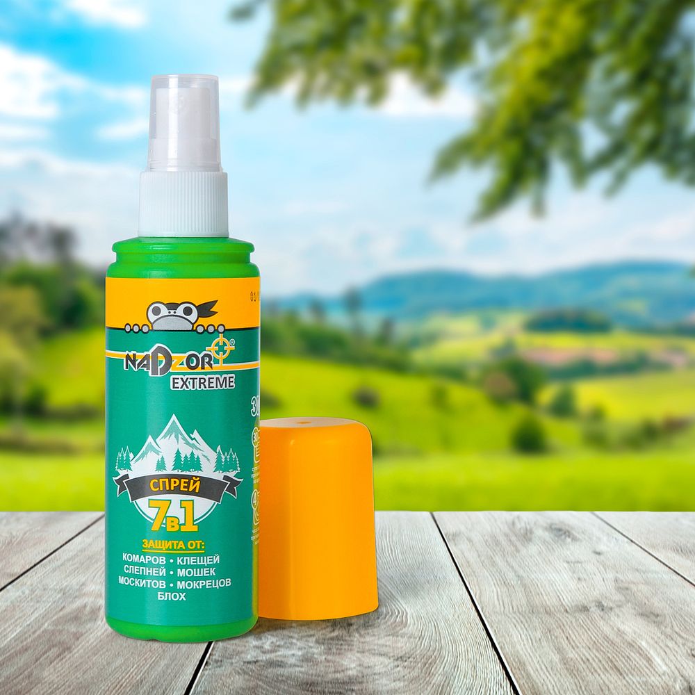 EXTR132 Спрей Extreme 7в1 (от комаров, клещей, мошки, мокрецов, слепней, москитов, блох) 90 мл, Nadzor