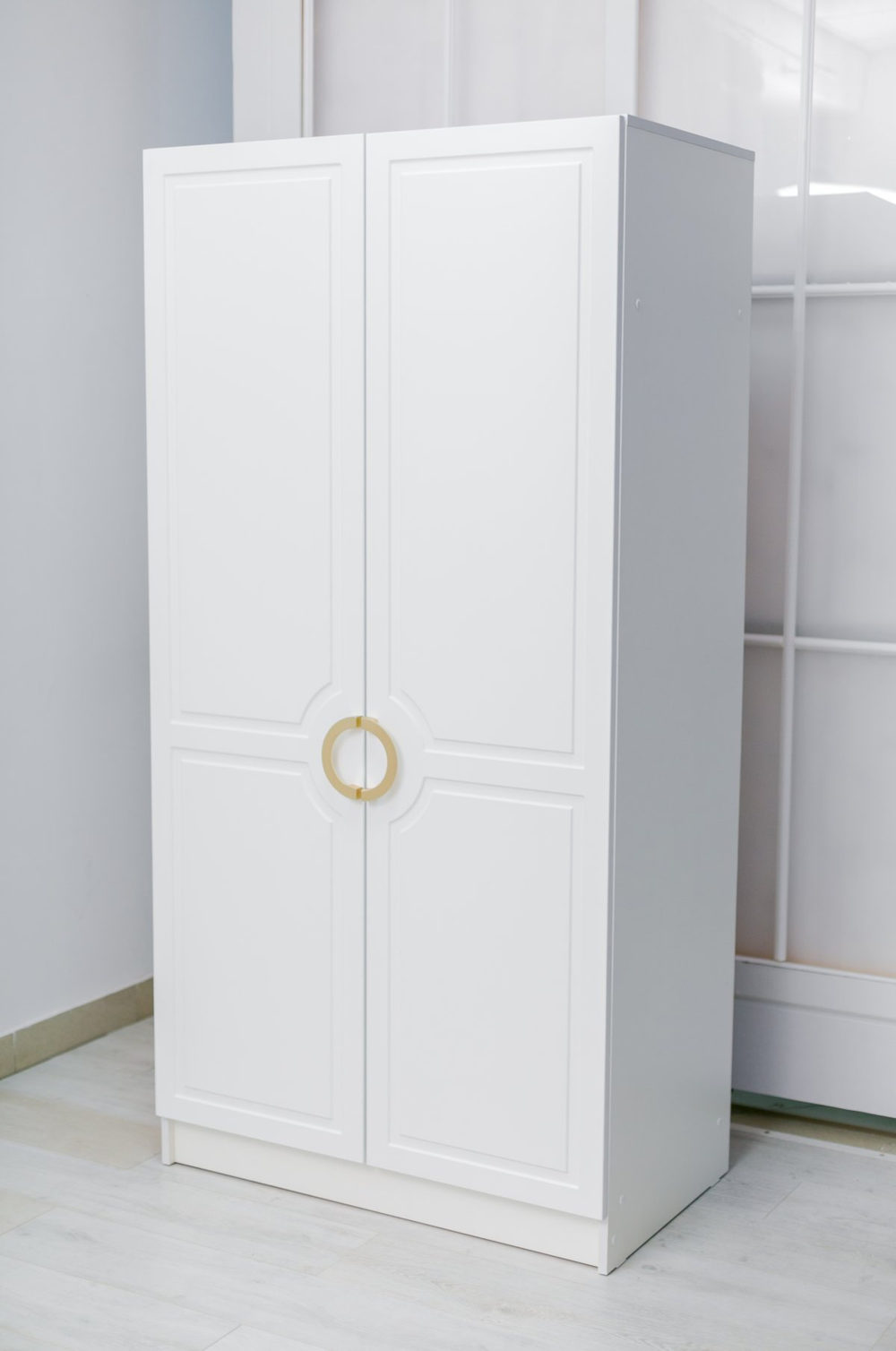 Шкаф 2-х дверный Милан МДФ белый/белый