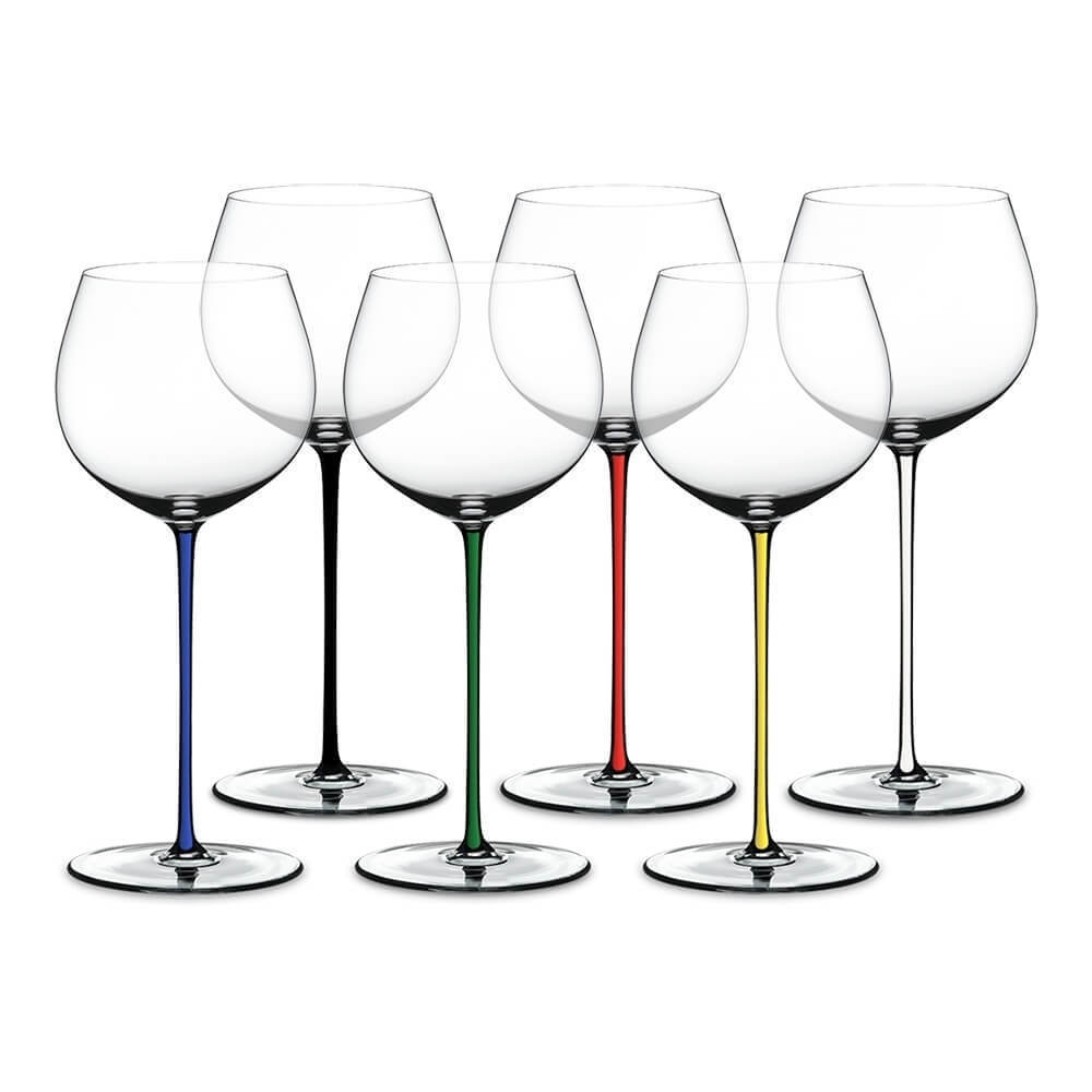 Набор бокалов для белого вина 6шт 620мл Riedel Fatto a Mano Oaked Chardonnay с разноцветными ножками