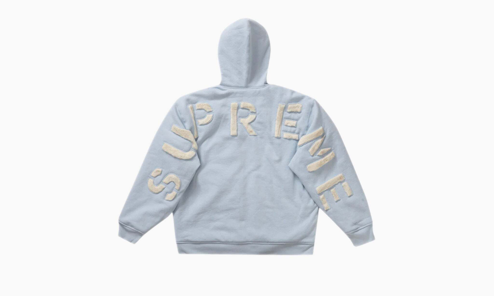 Supreme Faux Fur Lined Zip Up Hooded Sweatshirt "Light Blue"
