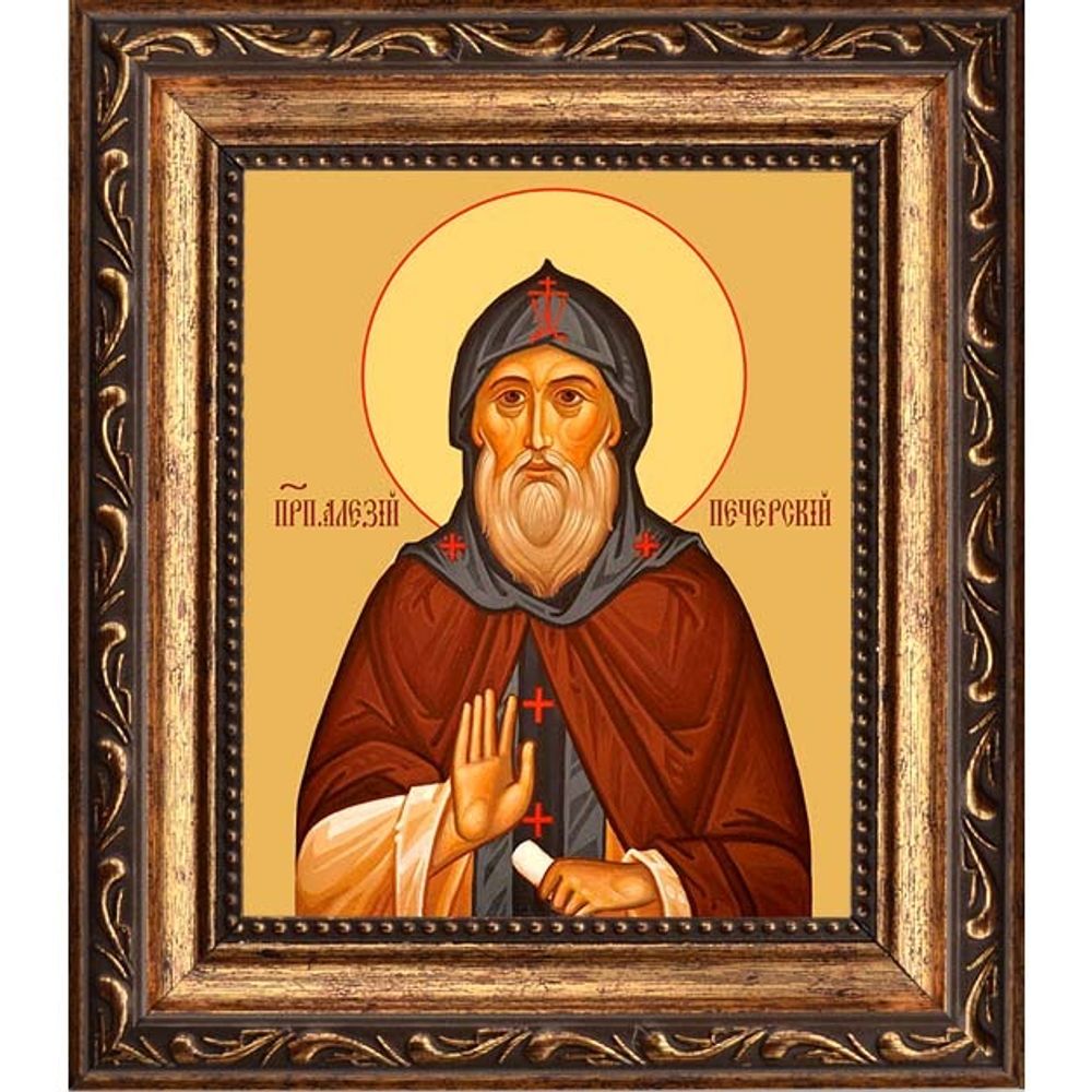Алексий Печерский преподобный затворник. Икона на холсте.