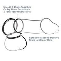 Набор из трех черных эрекционных колец Silicone 3-Ring Stamina Set