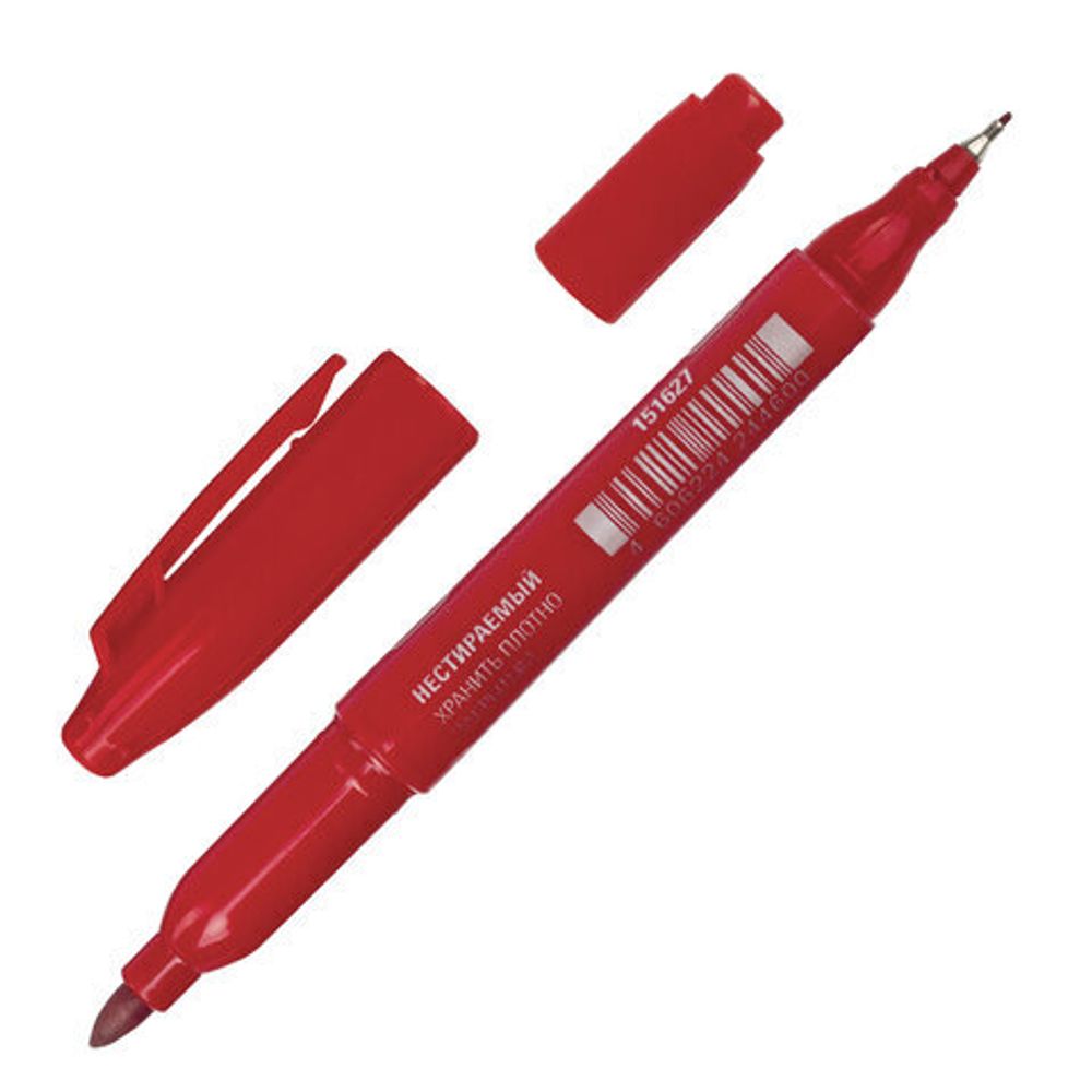 Маркер перманентный двусторонний STAFF "Manager" PM-625, КРАСНЫЙ, наконечники 0,8 мм/2,2 мм, 151627