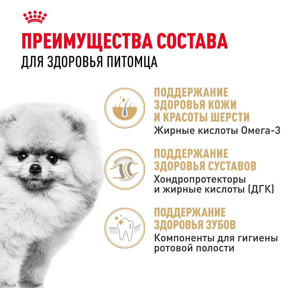 Royal Canin Pomeranian Adult Померанский Эдалт Корм сухой для взрослых собак породы Померанский Шпиц старше 8 месяцев 500г