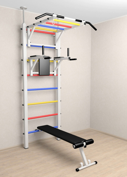 Шведская стенка Sv Sport враспор (Турник рукоход/Брусья/Скамья)