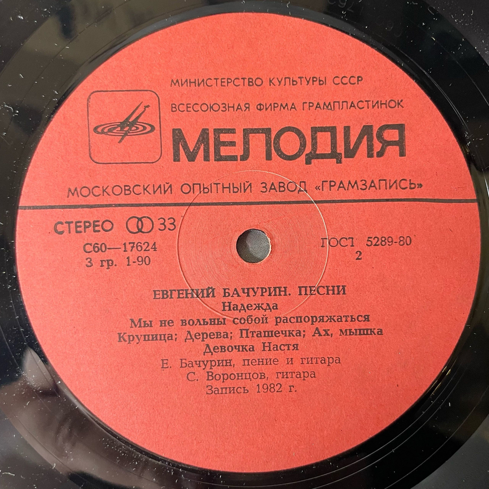 Винтажная виниловая пластинка LP Евгений Бачурин Дерева. Песни (СССР 1982)