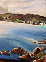 Картина авторская акрилом интерьерная на холсте 27*41 см для интерьера "Отражение неба"