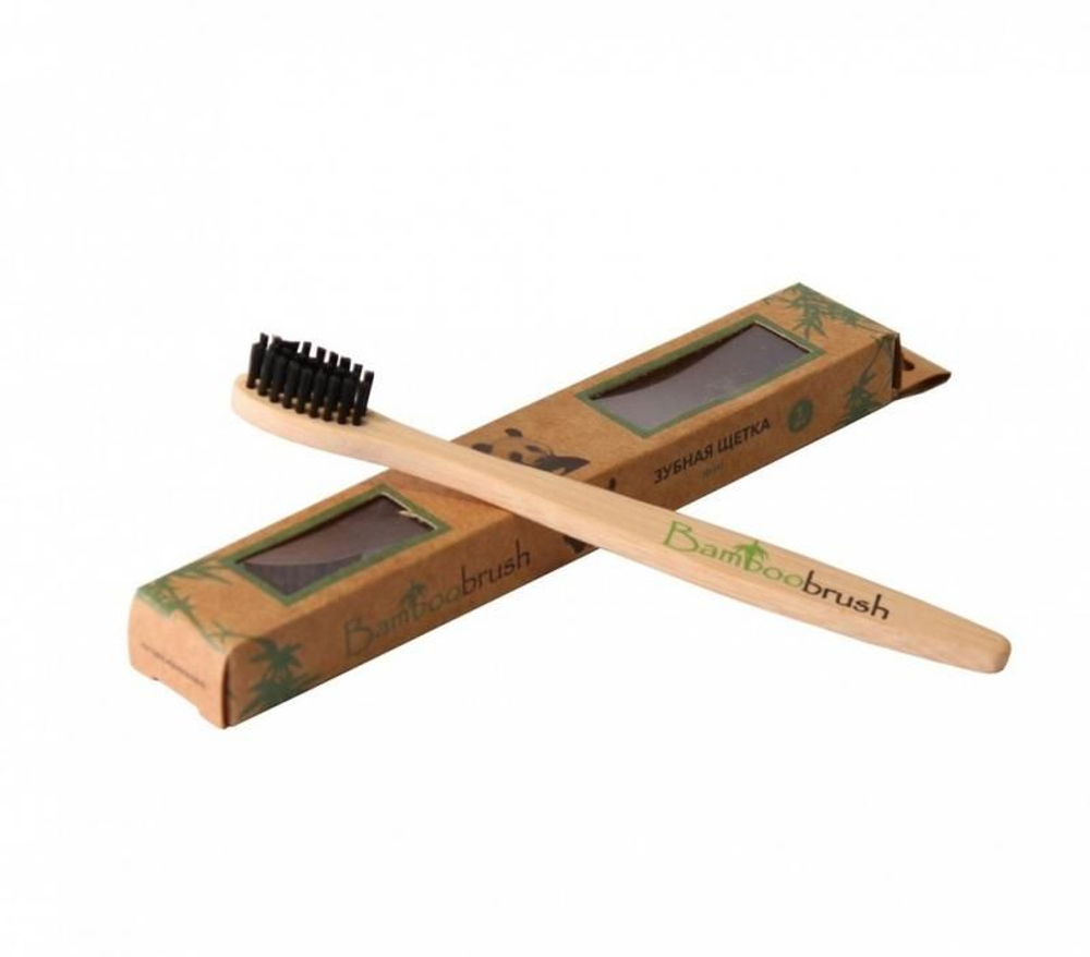 Зубная щетка из бамбука с черной щетиной детская Bamboobrush