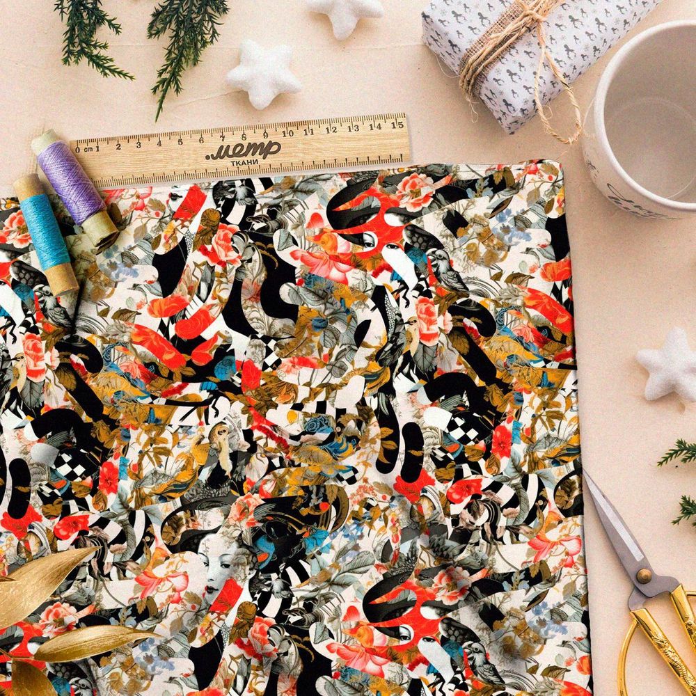 Ткань премиум мембрана эклектичные мозаики стилей