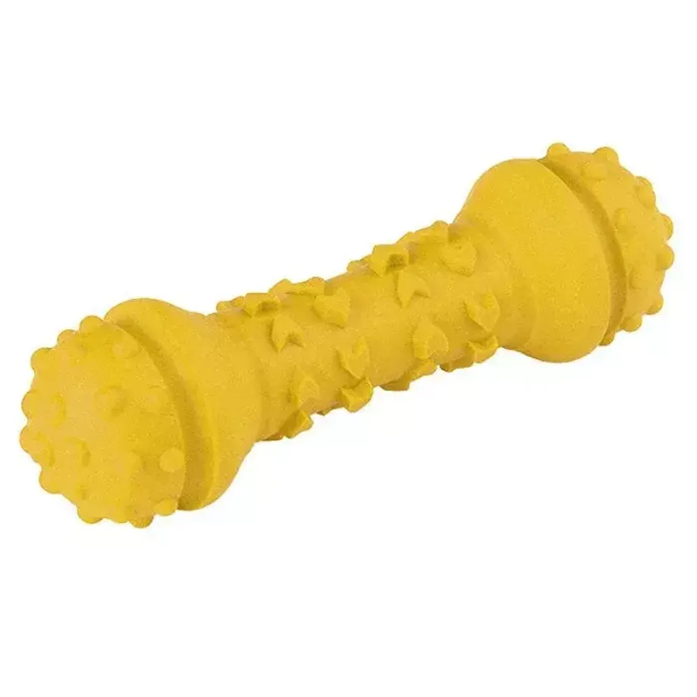 Игрушка Mr.Kranch для собак "Гантель дентальная" 18 см, желтая, с ароматом сливок Игрушка Mr.Kranch для собак "Гантель дентальная" 18 см, желтая, с ароматом сливок