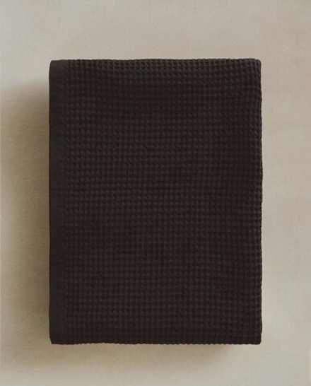 Zara Home - Хлопковое вафельное банное полотенце, черный, 30х50 см