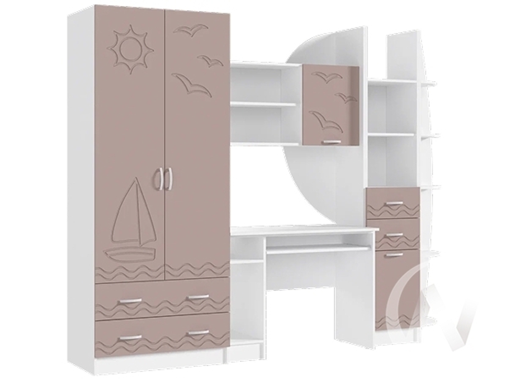 Стенка Детская Юниор-2 (белый/шарли pink)