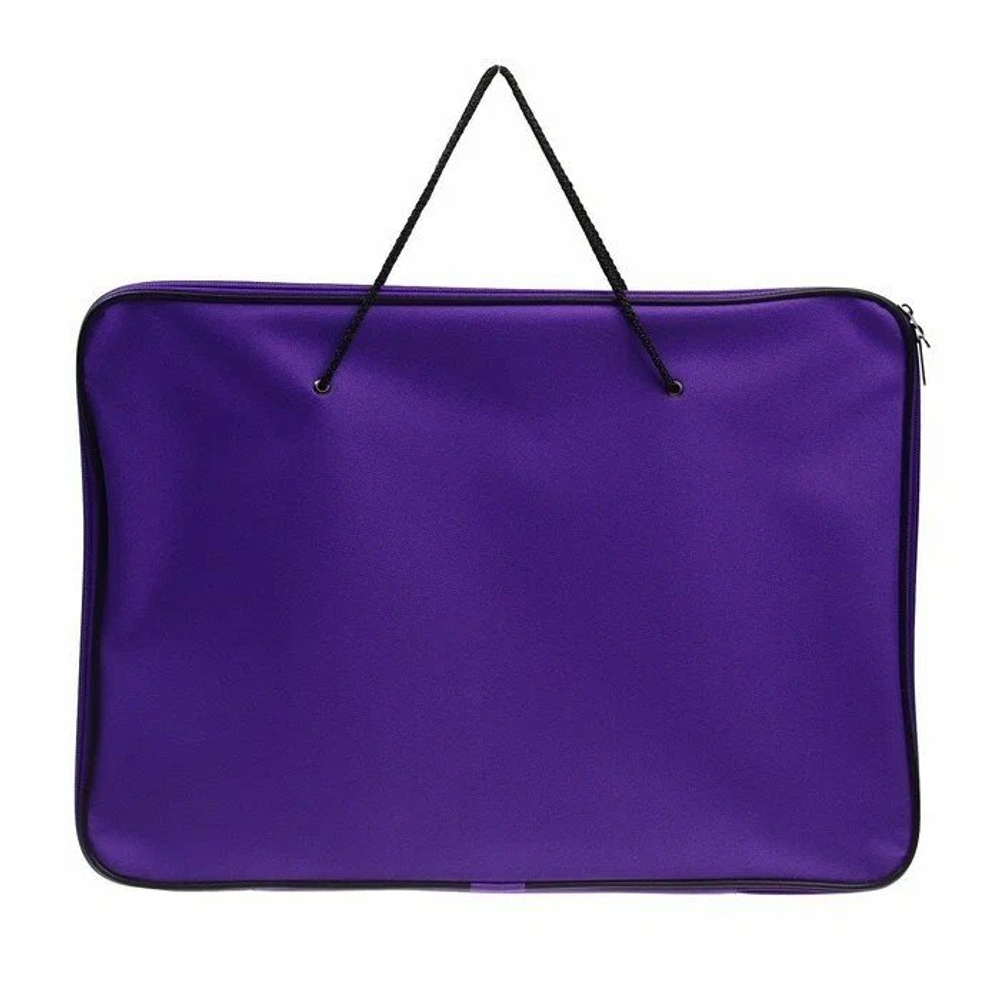 Папка с ручками 1 отделение, А3, КАНЦБУРГ, текстиль, ручка шнурок, круговая молния, "Творчество" сетло-сиреневый