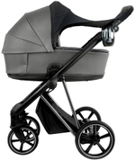 Детская коляска Roan Sol Vintage Luxury Leather 2.0 3 в 1 с автокреслом Tutis Elo Lux EduSky Black VEGA88DB Glacier Gray/Nickel/руч.Black