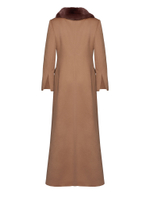 Женское шерстяное пальто с мехом бобра