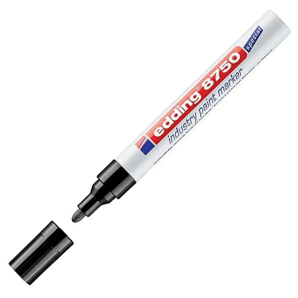 Маркер-краска лаковый (paint marker) EDDING 8750, ЧЕРНЫЙ, 2-4 мм, круглый наконечник, алюминиевый корпус.
