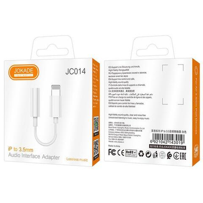 Переходник Jokade JC014 AUX / Lightning белый 10 см