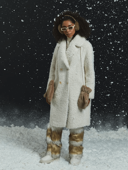 Шуба чебурашка тедди, жемчужная, Северина