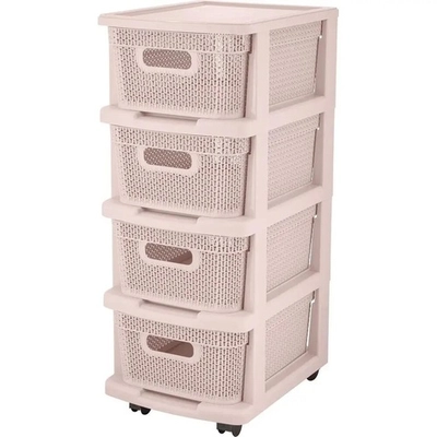 Комод Keeplex Ajur с корзинами на колесиках четырехсекционный компакт 37х73см бежевый т