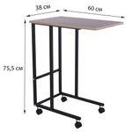 Стол BRABIX "Smart CD-014", 380х600х755 мм, ЛОФТ, на колесах, металл/ЛДСП дуб, каркас черный, 641884