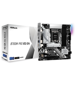 Материнская плата ASROCK B760M PRO RS, LGA1700, B760, 4*DDR5, 4*SATA, 3*M.2, 3*USB 3.2, 2*USB 2.0, Type-C, 2*PCIx16, 1xM.2 (Key E), HDMI+DP, mATX