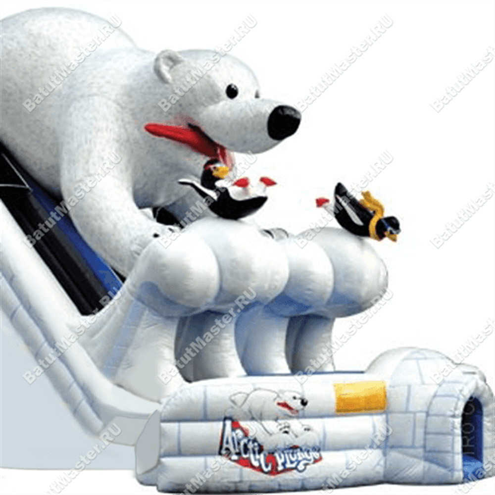 Большой надувной батут-горка "Мишка на севере"