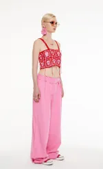 Брюки Kraizy Stripes Cut-off розовые