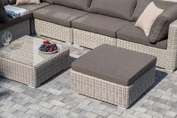 "Лунго" трансформирующаяся лаунж-зона из искусственного ротанга, цвет бежевый