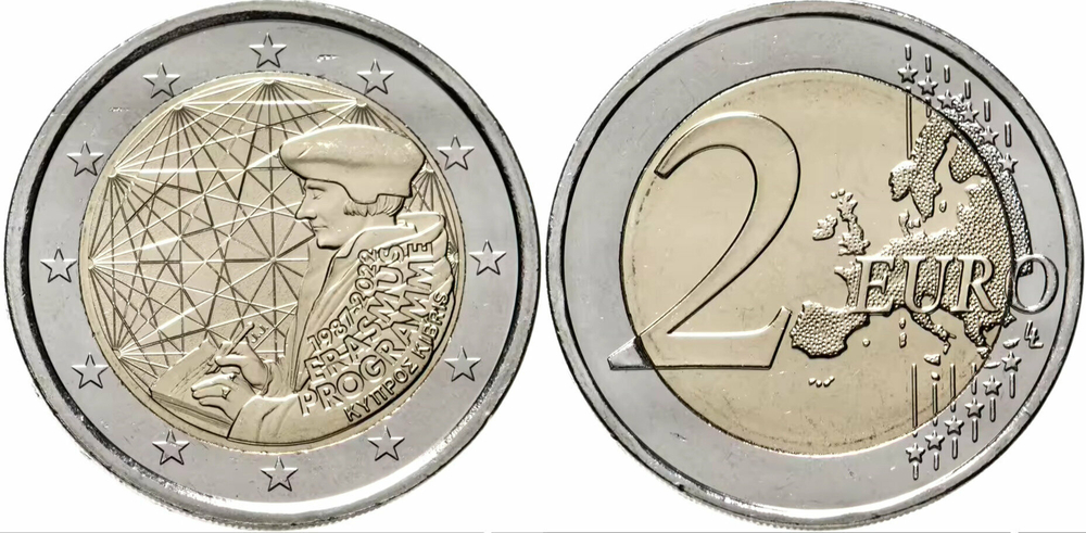 Кипр 2 евро 2022 35 лет программе Эразмус UNC