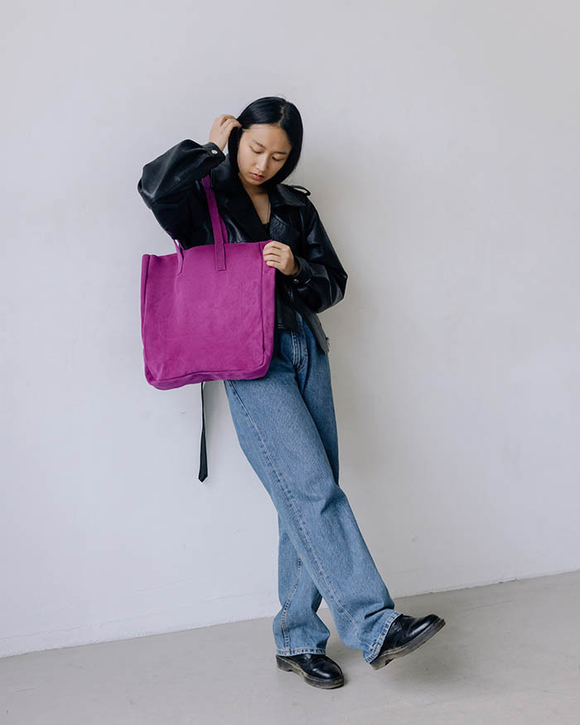 сумка шоппер фуксия замша