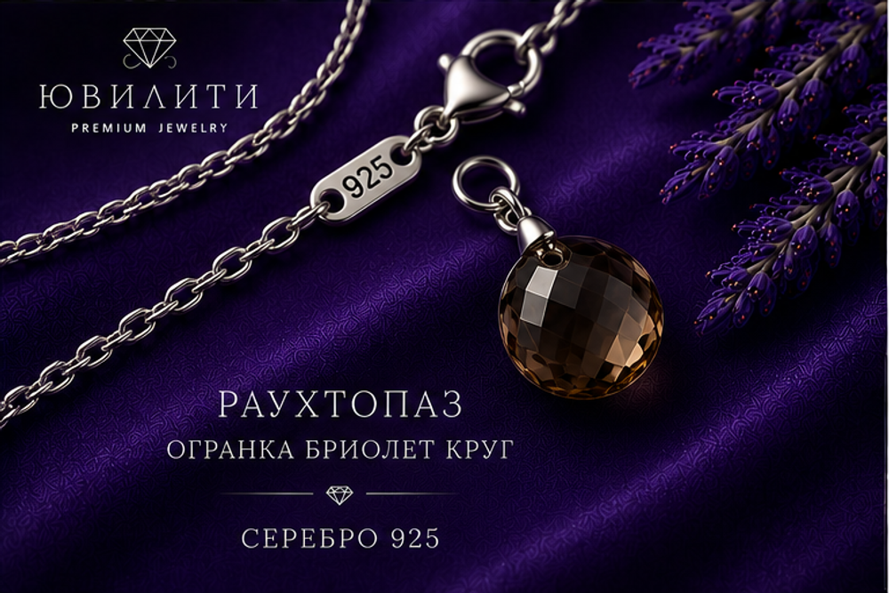 Раухтопаз Бриолет Объёмный Круг