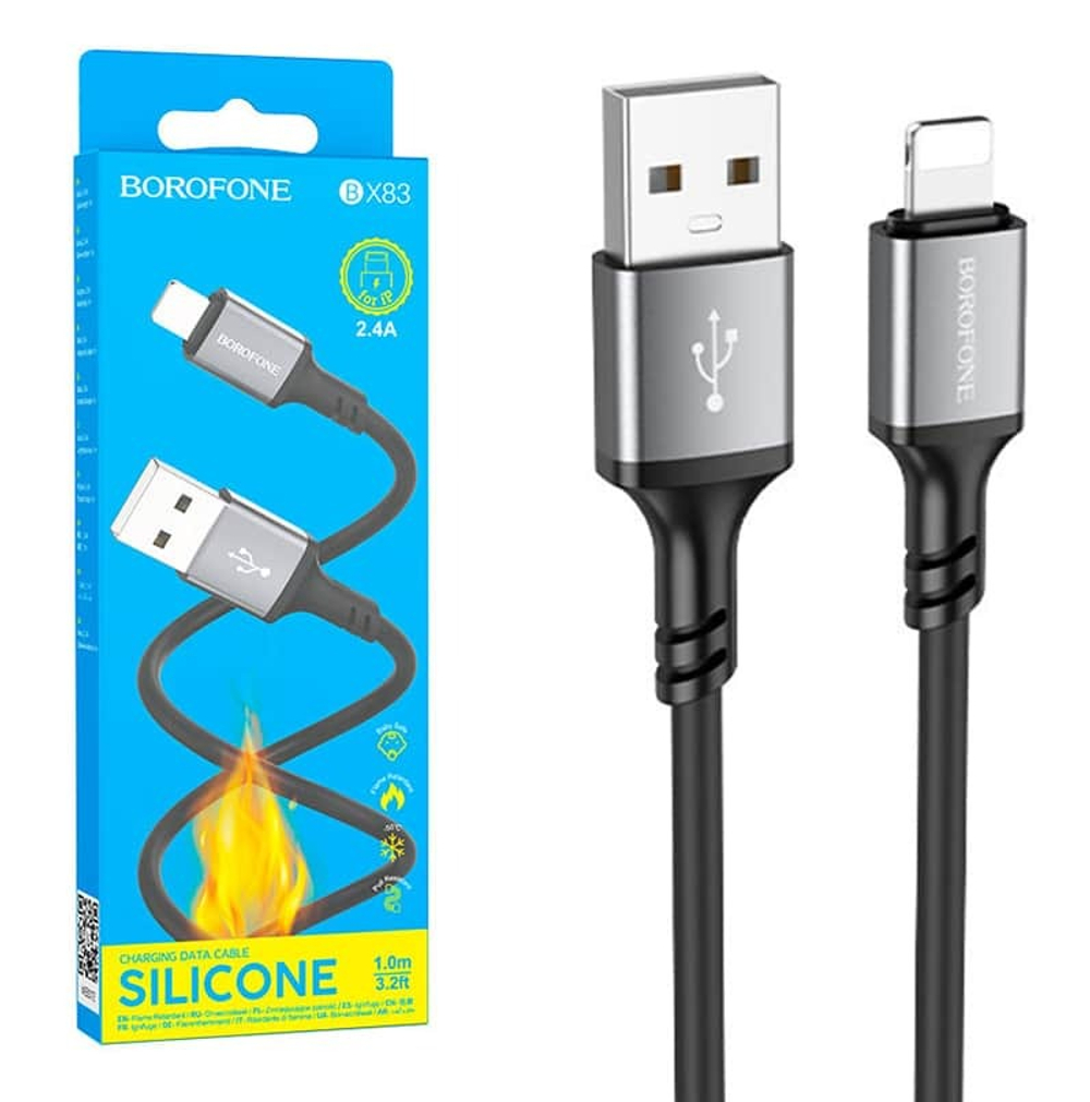 Кабель USB - Lightning BOROFONE BX83 Silicone (черный) 1м