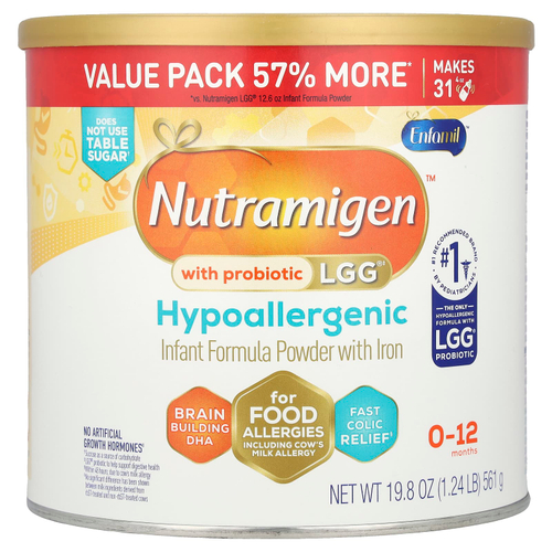Enfamil, Nutramigen ™ с пробиотиком LGG®, гипоаллергенный, для детей 0–12 месяцев, 561 г (19,8 унции)