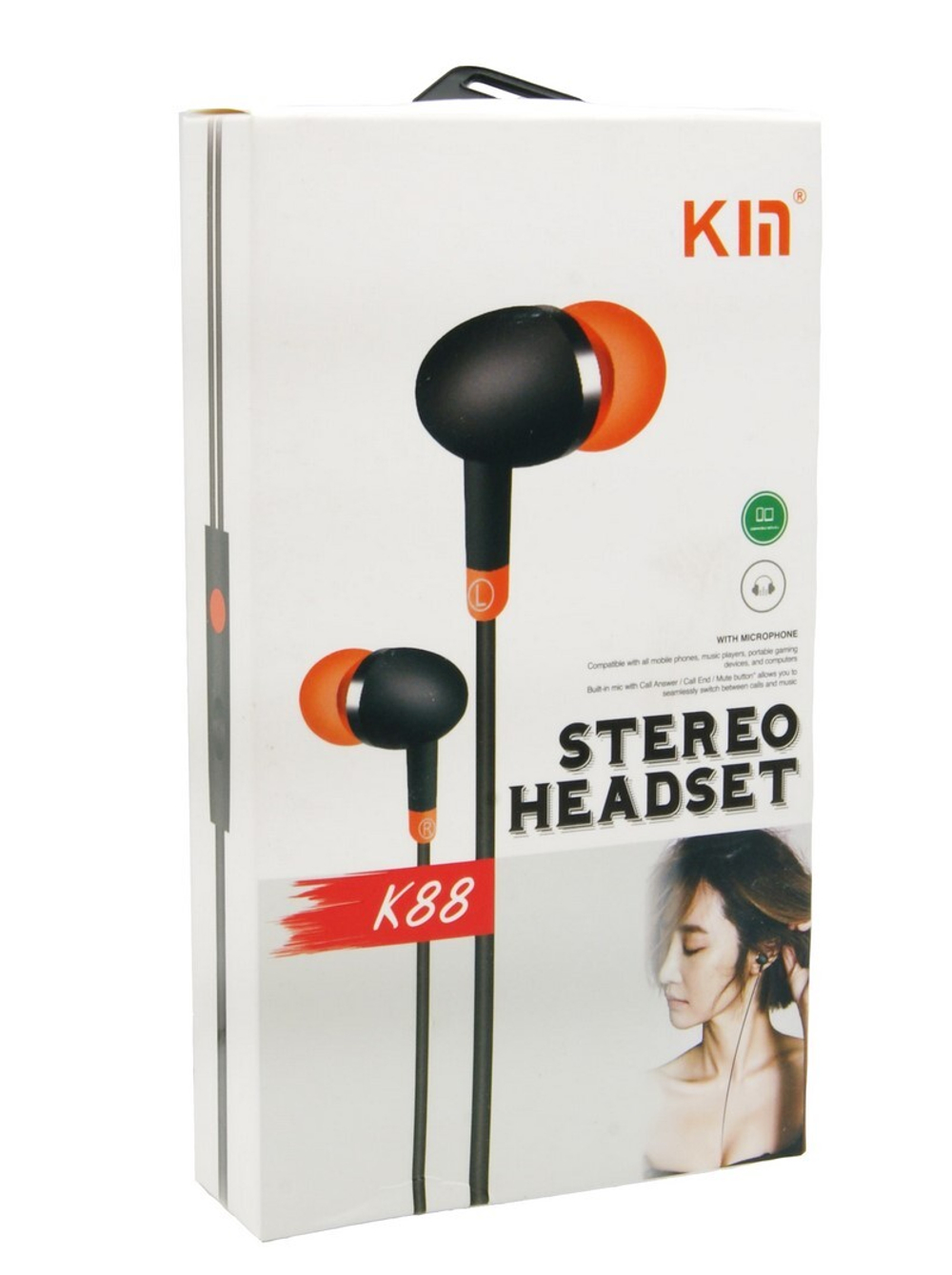 Наушники с микрофоном KIN K88 (черный)