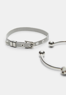 STRADIVARIUS Набор из 2 браслетов с подвесками, серый
