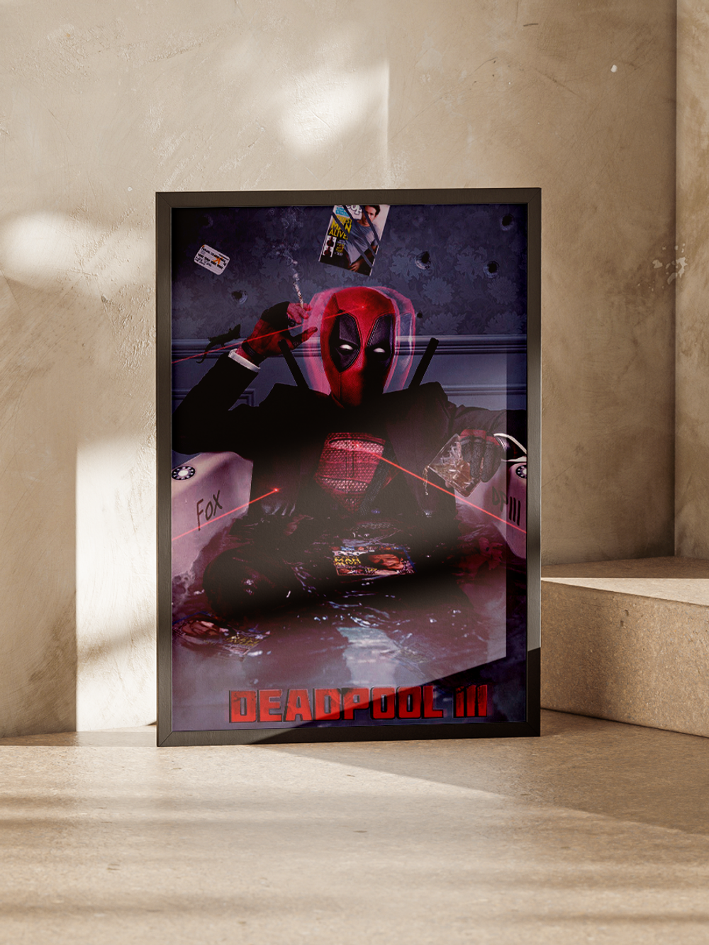 Постер плакат Дэдпул 3 В Ванне Deadpool Дэдпул