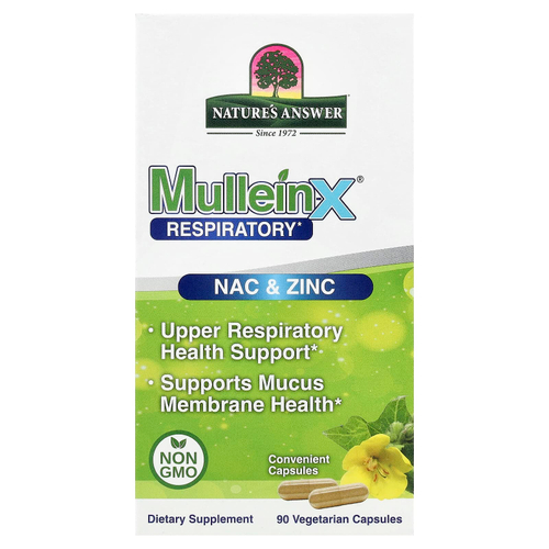 Nature's Answer, MulleinX® Respiratory, NAC и цинк, 90 вегетарианских капсул