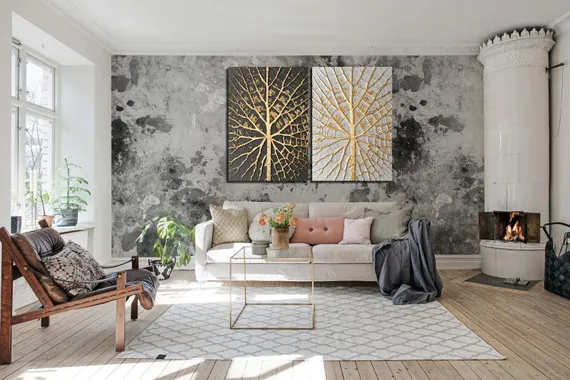 Модульная картина "Золотые деревья"