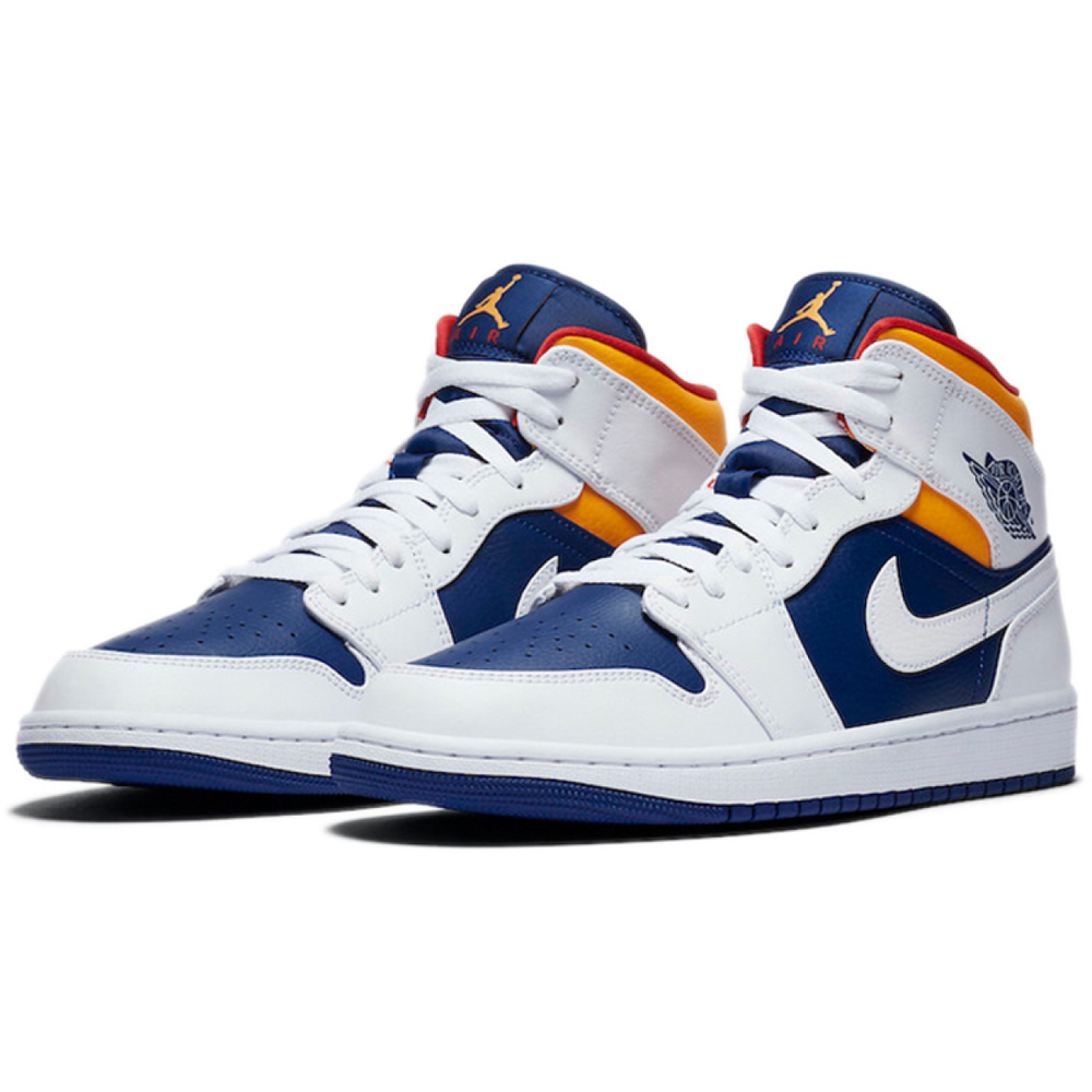 Кроссовки Air Jordan 1 Mid White Deep Royal Blue
