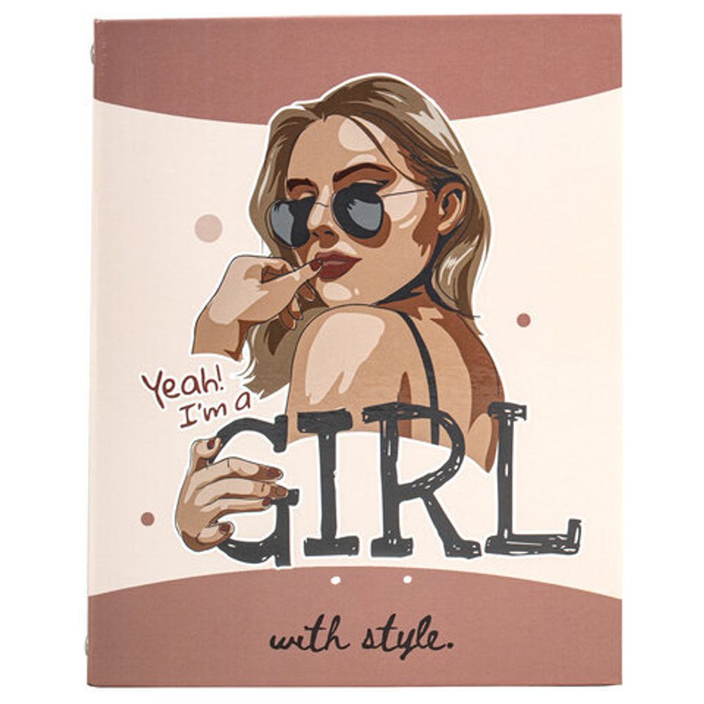 Тетрадь на кольцах А5 175х215 мм, 240 л., твердый картон, с разделителями, BRAUBERG, "Cool Girl", 404100