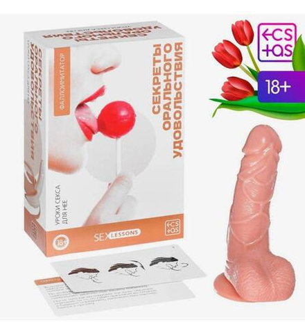 Фаллоимитатор с секс уроками «Секреты орального удовольствия», 10 карт, фаллоимитатор, 18+