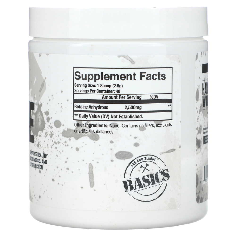 Axe & Sledge Supplements, Basics, бетаин, без добавок, 100 г (3,53 унции)