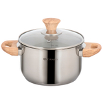 Кастрюля нерж, 2.9 л, с крыш, крыш стекло, Daniks, Осло, GS-01147-18CA, индукц