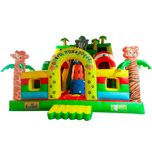 Коммерческий надувной батут «Слоник со скалодромом» 9x6x6